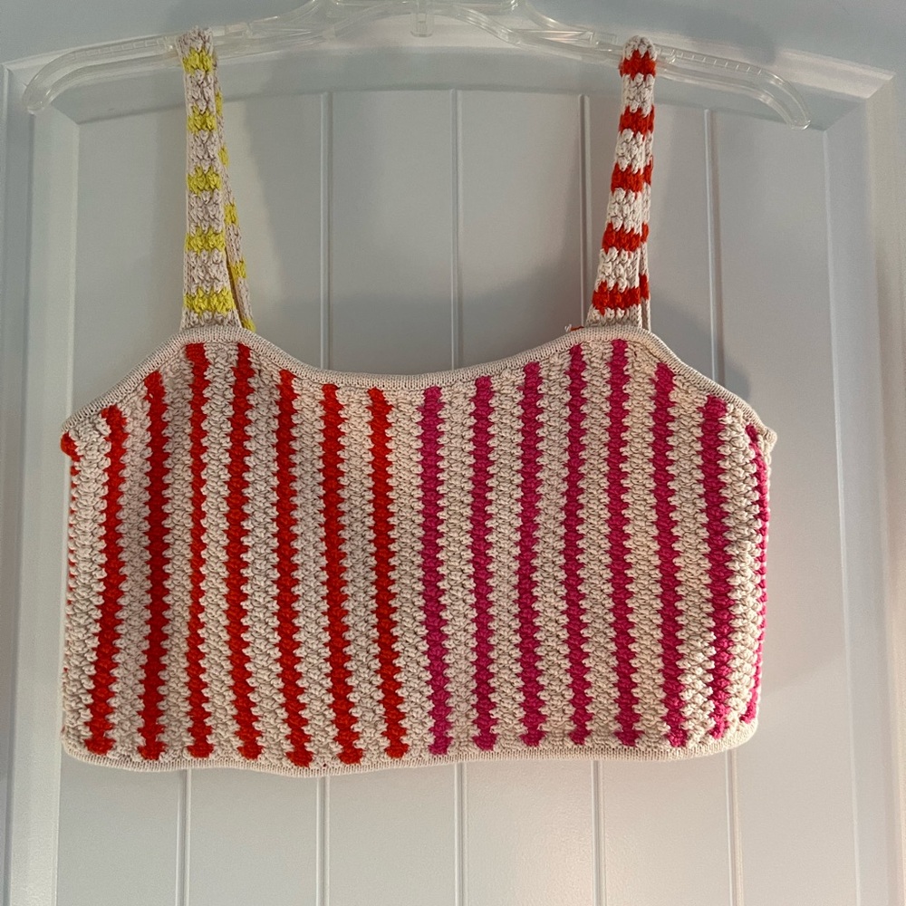 Striped Crochet Crop Top